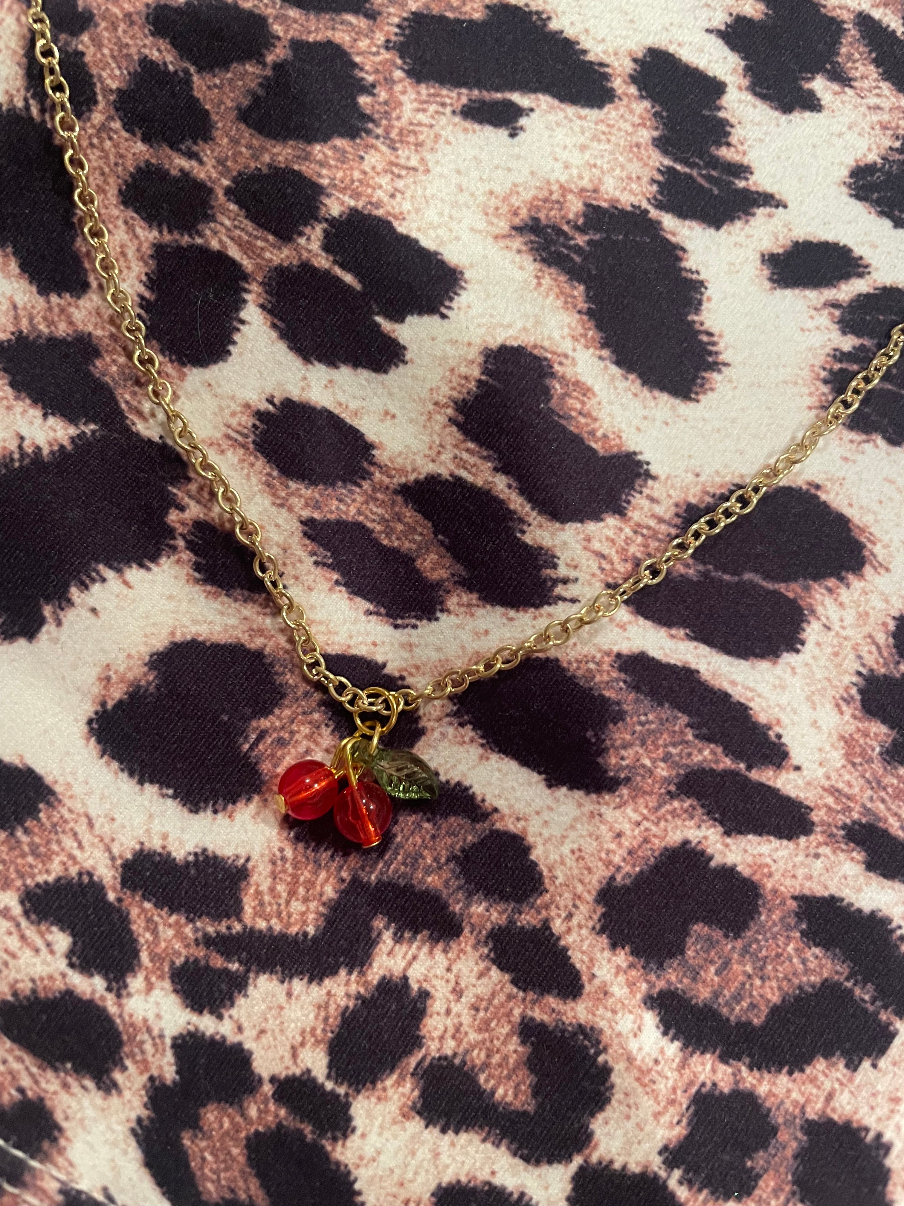 Handmade Red Beaded Bracelets & Cherry Necklace