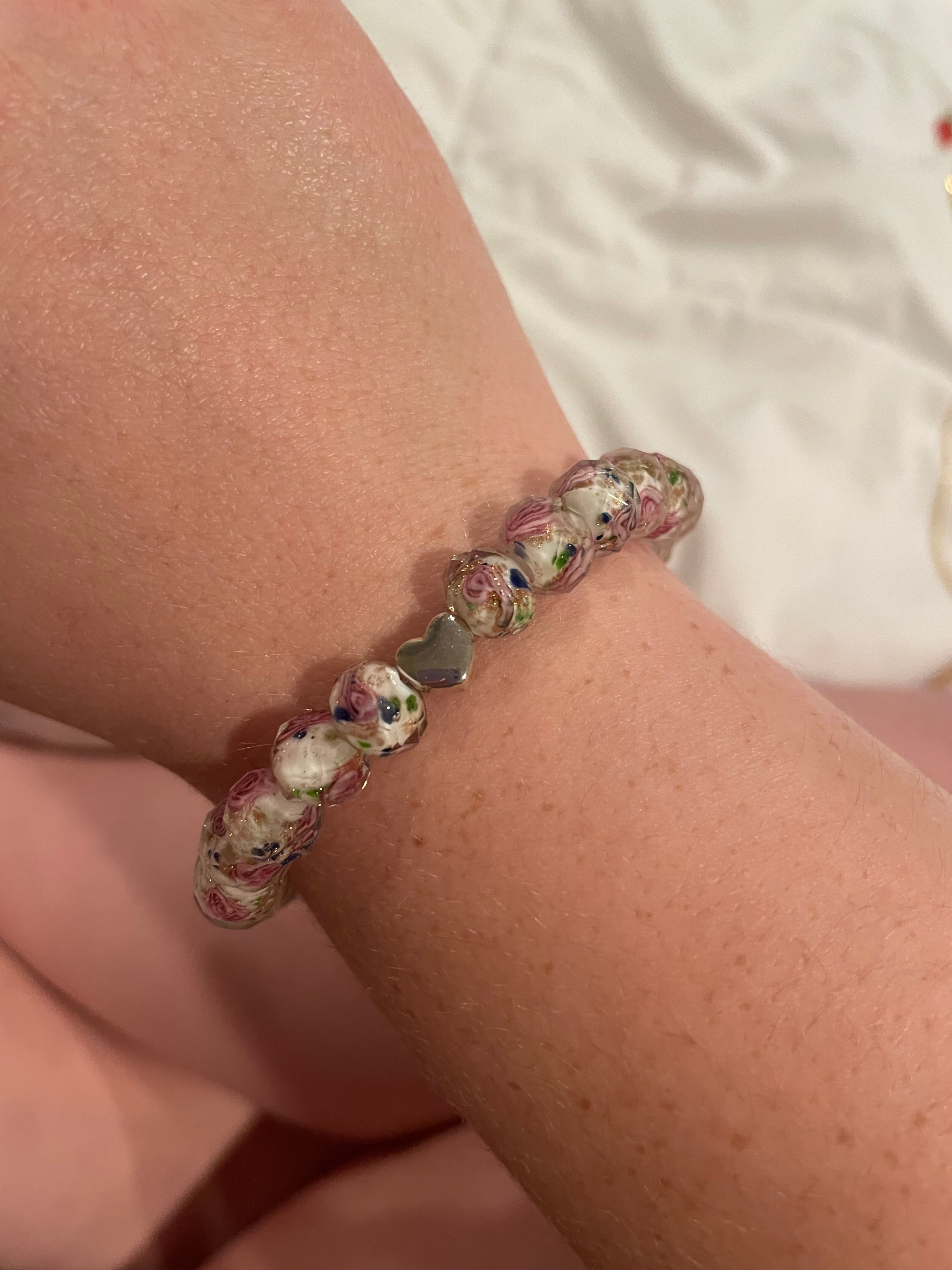 Handmade Pink Beaded Bracelet